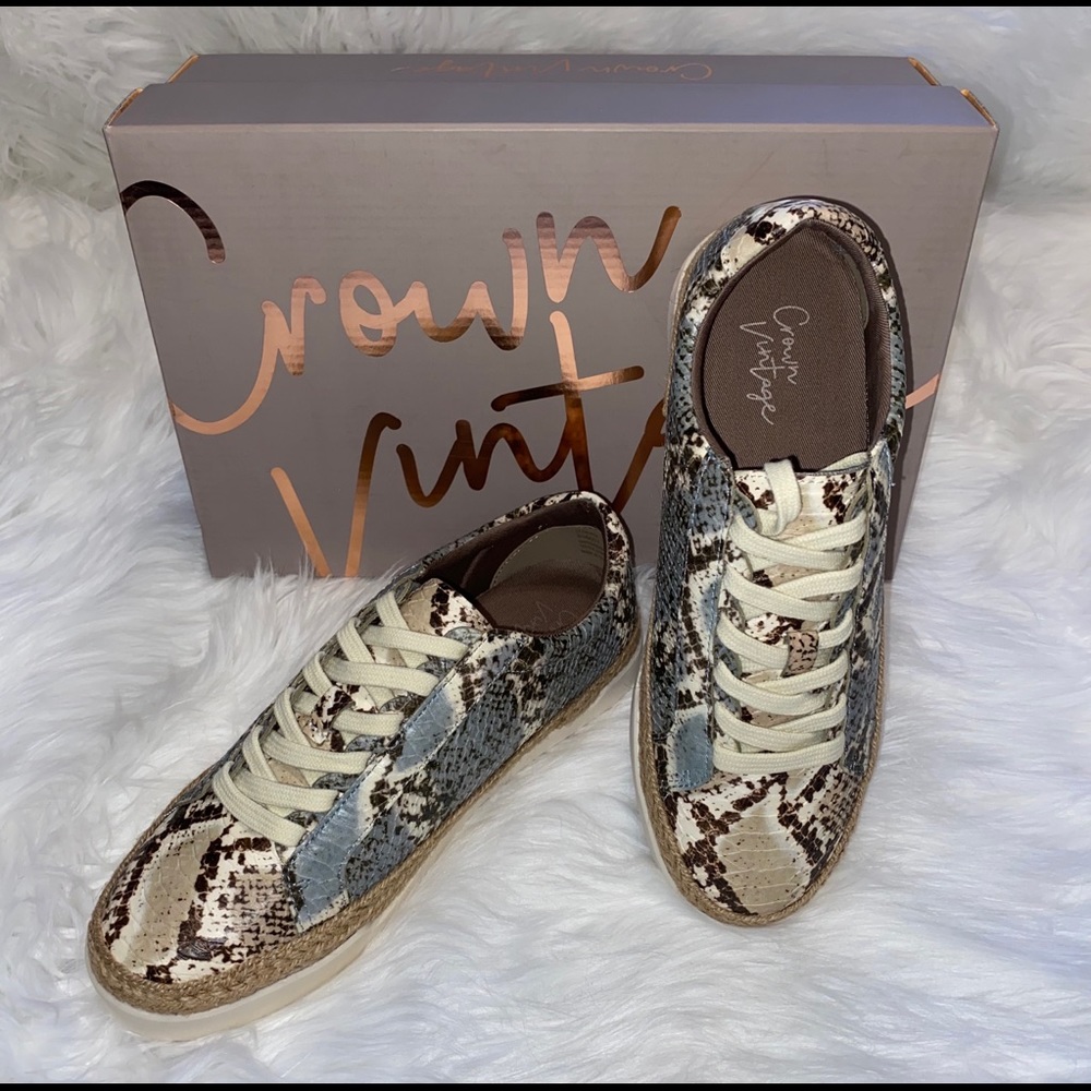 CROWN VITAGE WOMEN’S SNAKESKIN TENNIS SHOE👟 - Picture 2 of 6